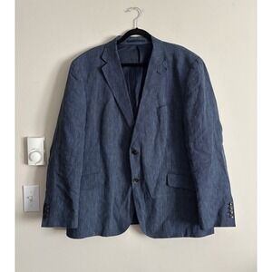 Marks & Spencer Mens Medium Sportcoat Jacket FLAX Linen Navy Blue
